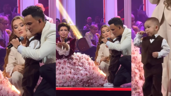 «Күнде-күнде той болсын!»: Роза Рымбаеваның немересі сахна төрінде халыққа бата берді (ВИДЕО)