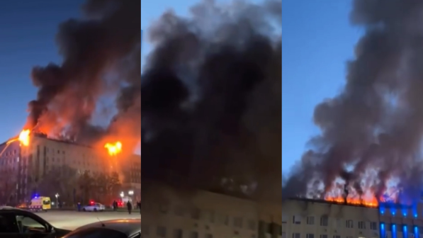 Төтенше жағдай: Ақтөбе облысының әкімшілік ғимараты өртеніп жатыр (ВИДЕО)